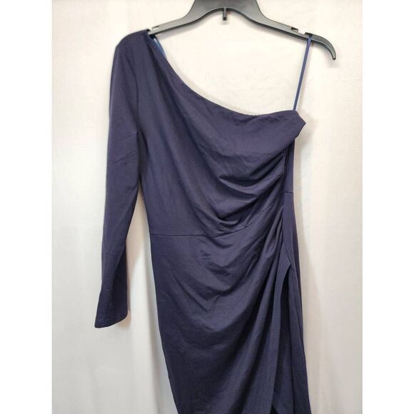 Sarin Mathews Womens M One Shoulder Long Sleeve Cocktail Dresses Sexy Bodycon Ru - Picture 4 of 9